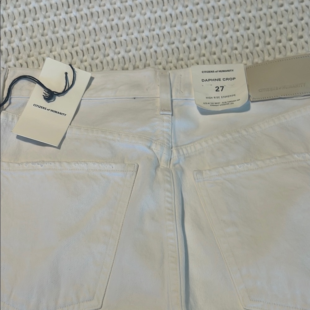 Citizens of Humanity White Daphne Crop Jeans